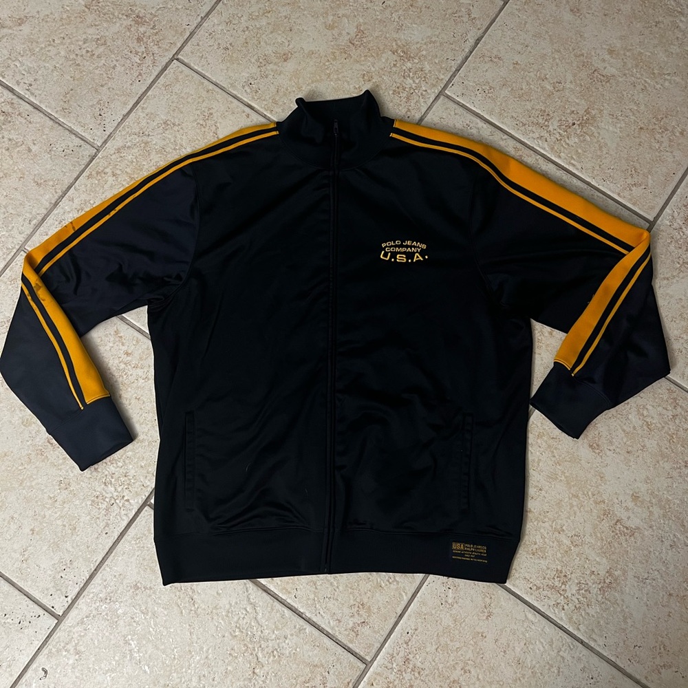 Vintage Polo Ralph Lauren Black and Yellow Bomber Jacket